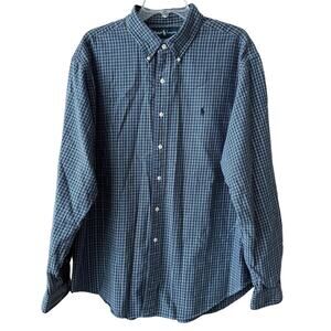Ralph Lauren Men's Button Down Shirt Classic Fit Cotton Blue Plaid XXL Preppy